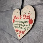 Mum And Dad Joint Gifts Wood Heart Birthday Christmas Thank You 