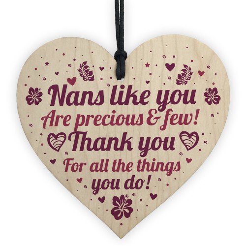 Thank You Birthday Christmas Gift For Nan Wooden Heart Nan