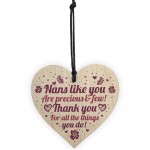 Thank You Birthday Christmas Gift For Nan Wooden Heart Nan