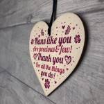 Thank You Birthday Christmas Gift For Nan Wooden Heart Nan