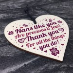 Thank You Birthday Christmas Gift For Nan Wooden Heart Nan