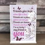 Best Friend Keepsake Friendship Sign Thank You Gift Novelty Sign