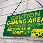 Caution Gaming Area Gamer Gift For Son Brother Bedroom Door Sign