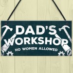 Dad's Workshop Funny Man Cave Sign Dad Gifts For Christmas 
