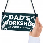 Dad's Workshop Funny Man Cave Sign Dad Gifts For Christmas 