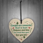 Birthday Christmas Gift For Cousin Wood Heart Family Friend Sign