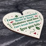 Birthday Christmas Gift For Cousin Wood Heart Family Friend Sign