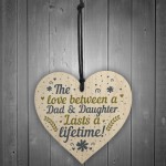 Dad And Daughter Ornament Gifts Wooden Heart Birthday Plaques