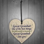 Great Grandad Grandfather Gift Wooden Heart Keepsake Gift