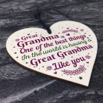Great Grandma Grandmother Gift Wooden Heart Keepsake Gift