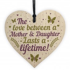 Mother And Daughter Gift Ornament Wood Heart Birthday Thank You