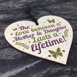 Mother And Daughter Gift Ornament Wood Heart Birthday Thank You