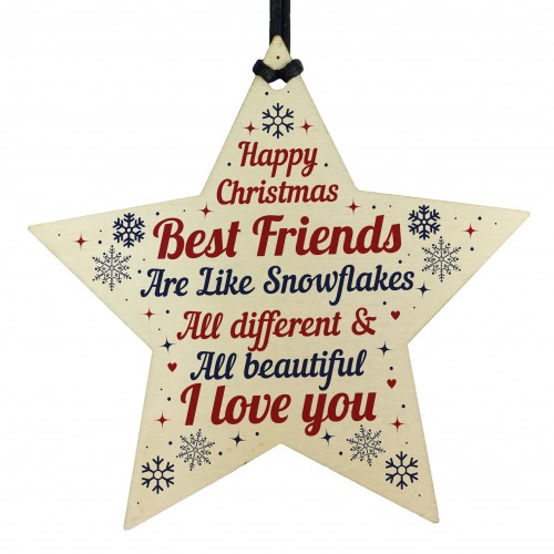 Christmas Gifts For Best Friend Wooden Baubles Tree Decoration 