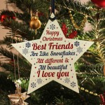 Christmas Gifts For Best Friend Wooden Baubles Tree Decoration 