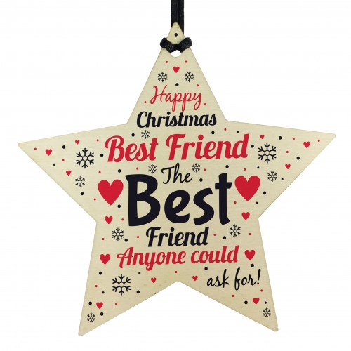 Christmas Gift For Best Friend Wooden Star Christmas Tree Bauble