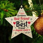 Christmas Gift For Best Friend Wooden Star Christmas Tree Bauble