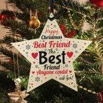 Christmas Gift For Best Friend Wooden Star Christmas Tree Bauble