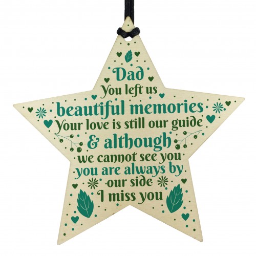 Dad Memorial Christmas Tree Decorations Wood Star Remembrance