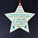 Dad Memorial Christmas Tree Decorations Wood Star Remembrance