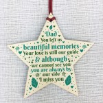 Dad Memorial Christmas Tree Decorations Wood Star Remembrance