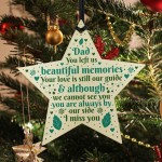 Dad Memorial Christmas Tree Decorations Wood Star Remembrance