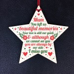 Mum Memorial Christmas Tree Decorations Wood Star Remembrance