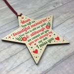 Mum Memorial Christmas Tree Decorations Wood Star Remembrance