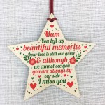 Mum Memorial Christmas Tree Decorations Wood Star Remembrance