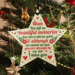 Mum Memorial Christmas Tree Decorations Wood Star Remembrance