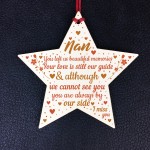 Nan Memorial Christmas Tree Decorations Wood Star Remembrance 