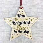 Wood Star Memorial Mum Dad Grandad Friend Christmas Bauble