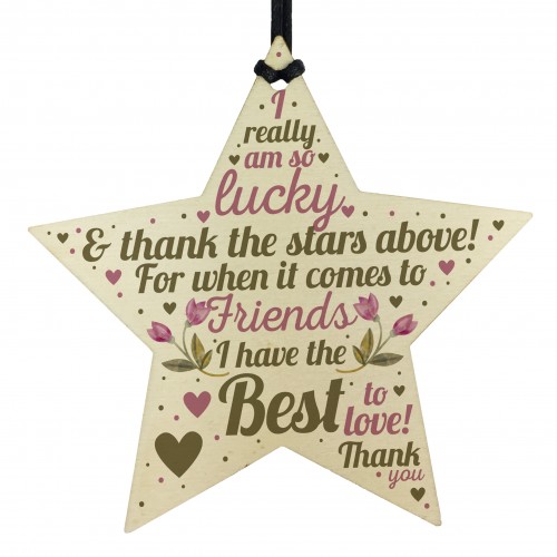 THANK YOU Friendship Plaque Wood Star Keepsake Gift Best Friend