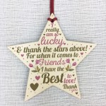 THANK YOU Friendship Plaque Wood Star Keepsake Gift Best Friend