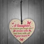 Daughter Birthday Christmas Card Gifts Wooden Heart From Mum