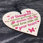 Daughter Birthday Christmas Card Gifts Wooden Heart From Mum
