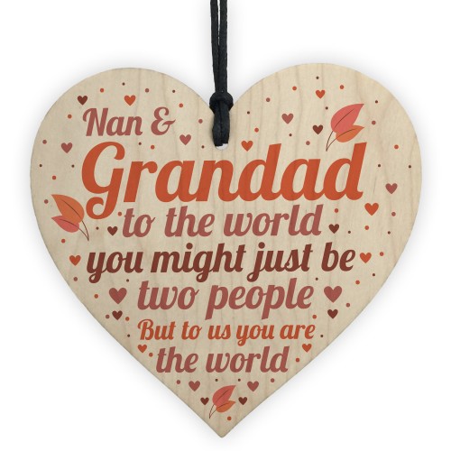 THANK YOU Gift For Nan And Grandad Wood Heart Birthday Keepsake