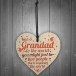 THANK YOU Gift For Nan And Grandad Wood Heart Birthday Keepsake