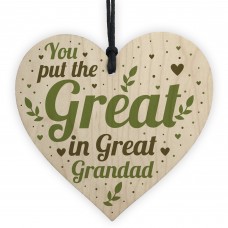 Great Grandad Birthday Christmas Card Gifts Wooden Heart Gift 