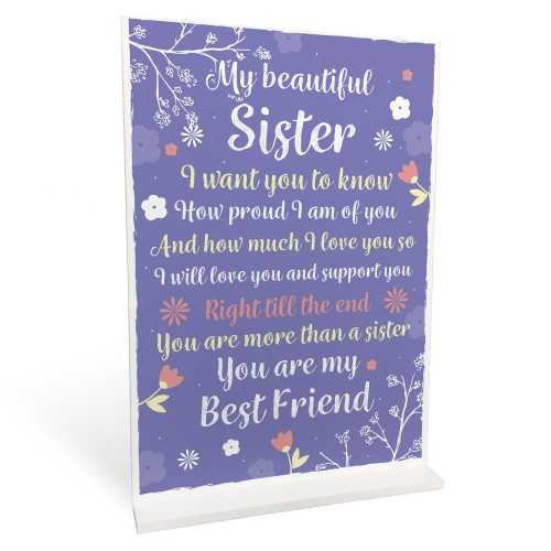 SISTER GIFT For Birthday Christmas Standing Plaque Thank You