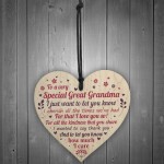 Great Grandma Grandad Christmas Gifts Handmade Wooden Heart Sign