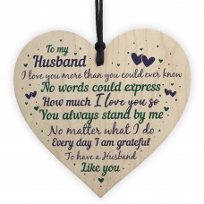 Husband Anniversary Gift From Wife Handmade Wooden Heart Poem
