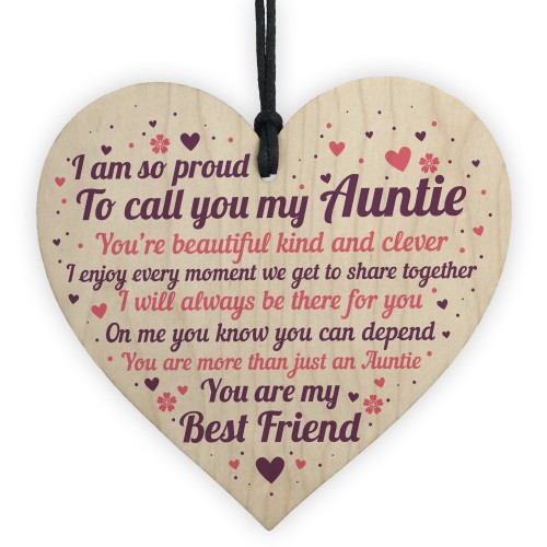 THANK YOU Auntie Christmas Gift Wood Heart Plaque Sister Gifts