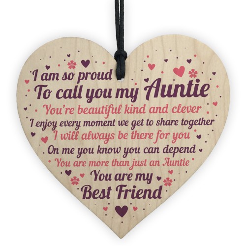 THANK YOU Auntie Christmas Gift Wood Heart Plaque Sister Gifts