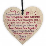 Auntie Christmas Gifts Wood Heart Thank You Sister Gift Niece