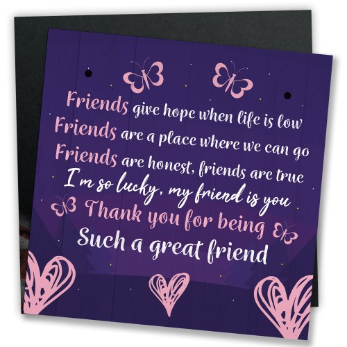 Friendship Keepsake Plaque Best Friend Gifts Thank You Birthday 
