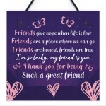 Friendship Keepsake Plaque Best Friend Gifts Thank You Birthday 