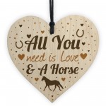 Horse Gifts For Girls Women Wooden Heart Stable Door Plaque 