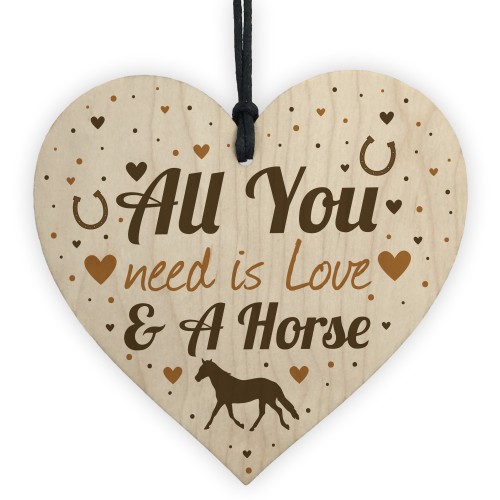 Horse Gifts For Girls Women Wooden Heart Stable Door Plaque 