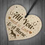 Horse Gifts For Girls Women Wooden Heart Stable Door Plaque 
