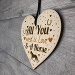 Horse Gifts For Girls Women Wooden Heart Stable Door Plaque 